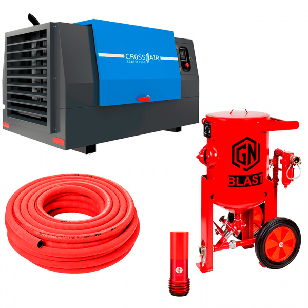 Комплект пескоструйный аппарат GN100 + компрессор Borey 55-7B